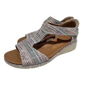 Nurture Wedge Colorful Stripe Comfort Sandal 7.5